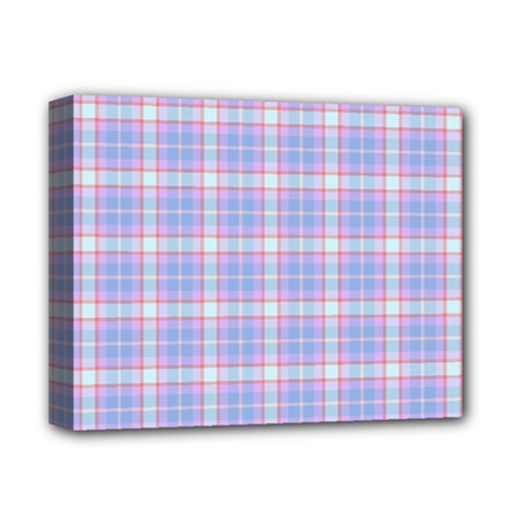 Pink Blue Plaid Deluxe Canvas 14  X 11 