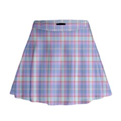 Pink Blue Plaid Mini Flare Skirt by snowwhitegirl