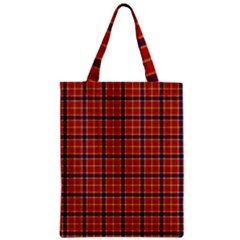 Red Yellow Plaid Zipper Classic Tote Bag