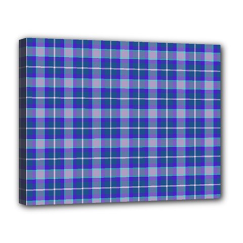 Blue Teal Plaid Canvas 14  X 11 