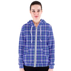 Blue Teal Plaid Women s Zipper Hoodie