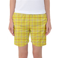 Yellow Sun Plaid Women s Basketball Shorts by snowwhitegirl