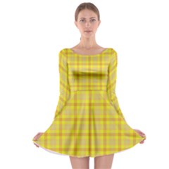 Yellow Sun Plaid Long Sleeve Skater Dress by snowwhitegirl