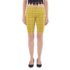 Yellow Sun Plaid Yoga Cropped Leggings