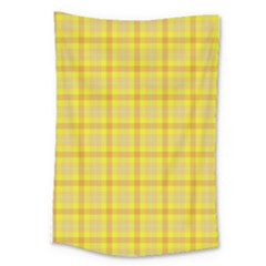 Yellow Sun Plaid Large Tapestry