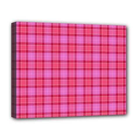 Valentine Pink Red Plaid Deluxe Canvas 20  X 16   by snowwhitegirl