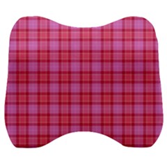 Valentine Pink Red Plaid Velour Head Support Cushion