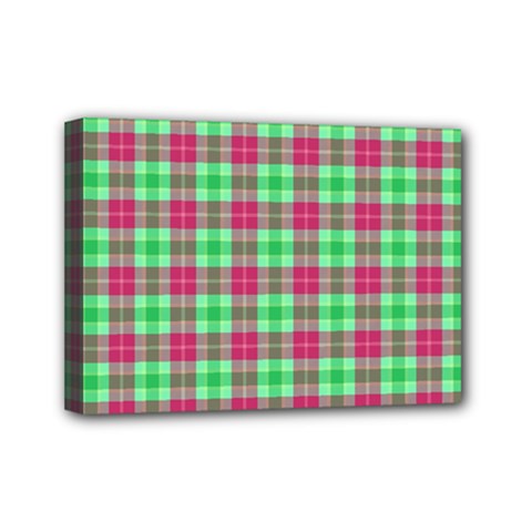 Pink Green Plaid Mini Canvas 7  X 5  by snowwhitegirl