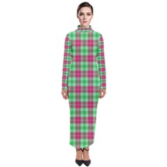 Pink Green Plaid Turtleneck Maxi Dress by snowwhitegirl