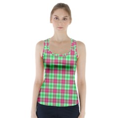 Pink Green Plaid Racer Back Sports Top