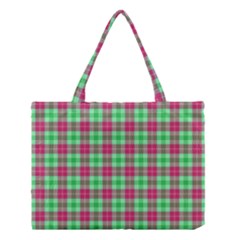 Pink Green Plaid Medium Tote Bag by snowwhitegirl