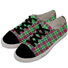 Pink Green Plaid Men s Low Top Canvas Sneakers by snowwhitegirl