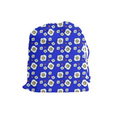 Eggs Blue Drawstring Pouch (large)