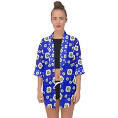 Eggs Blue Open Front Chiffon Kimono