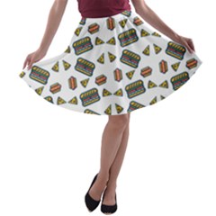 Fast Food White A-line Skater Skirt