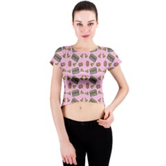 Fast Food Pink Crew Neck Crop Top by snowwhitegirl