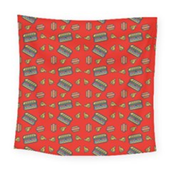 Fast Food Red Square Tapestry (large)
