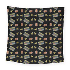 Fast Food Black Square Tapestry (large)