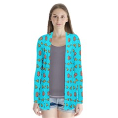 Fast Food Blue Drape Collar Cardigan