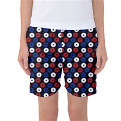 Eye Dots Red Blue Women s Basketball Shorts by snowwhitegirl