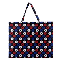 Eye Dots Red Blue Zipper Large Tote Bag