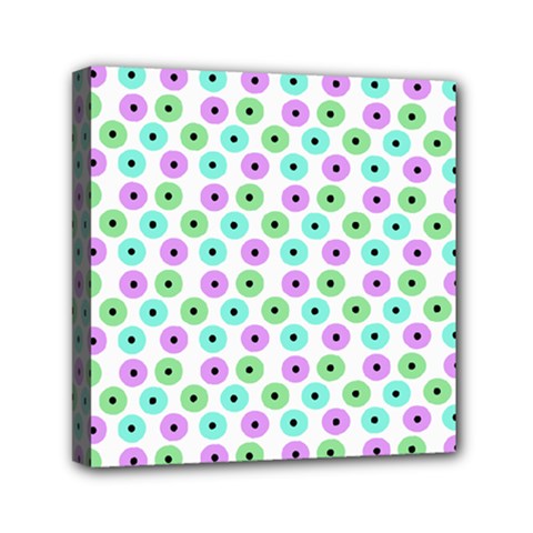 Eye Dots Green Violet Mini Canvas 6  X 6 