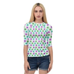 Eye Dots Green Violet Quarter Sleeve Raglan Tee