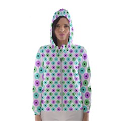 Eye Dots Green Violet Hooded Windbreaker (women)