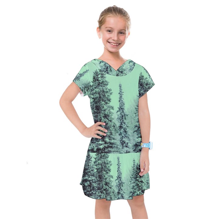 Winter Trees Kids  Drop Waist Dress