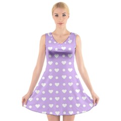 Hearts Dots Purple V-neck Sleeveless Dress by snowwhitegirl
