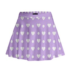 Hearts Dots Purple Mini Flare Skirt