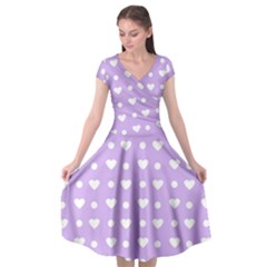Hearts Dots Purple Cap Sleeve Wrap Front Dress by snowwhitegirl