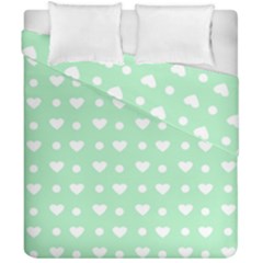 Hearts Dots Green Duvet Cover Double Side (california King Size)