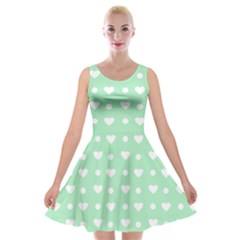 Hearts Dots Green Velvet Skater Dress