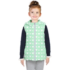 Hearts Dots Green Kid s Hooded Puffer Vest by snowwhitegirl