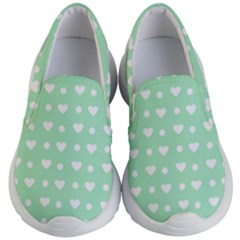 Hearts Dots Green Kid s Lightweight Slip Ons by snowwhitegirl