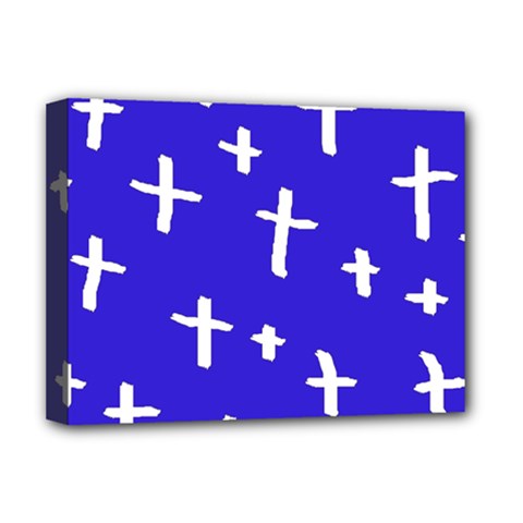 Blue White Cross Deluxe Canvas 16  X 12  