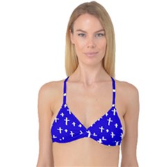 Blue White Cross Reversible Tri Bikini Top