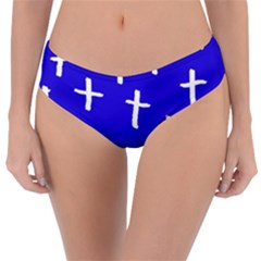 Blue White Cross Reversible Classic Bikini Bottoms