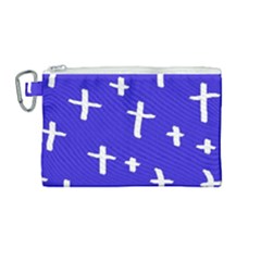 Blue White Cross Canvas Cosmetic Bag (medium)