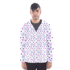 Hearts And Star Dot White Hooded Windbreaker (men)