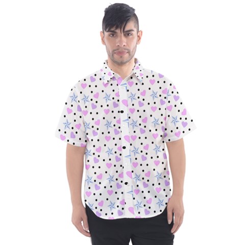 Hearts And Star Dot White Men s Short Sleeve Shirt by snowwhitegirl