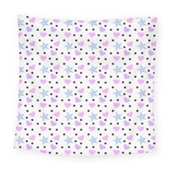 Hearts And Star Dot White Square Tapestry (large)