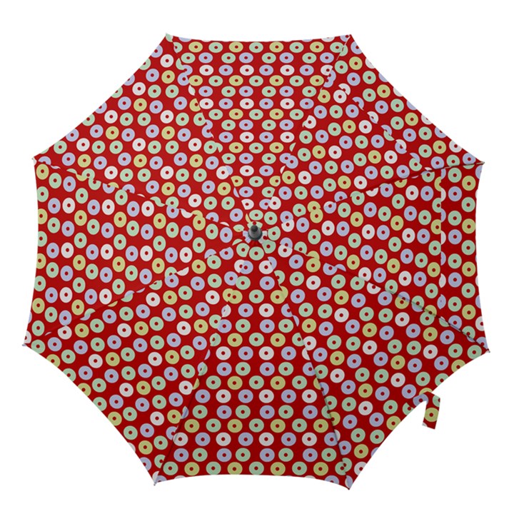 Eye Dots Red Pastel Hook Handle Umbrellas (Large)