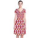 Eye Dots Red Pastel Short Sleeve Front Wrap Dress View1