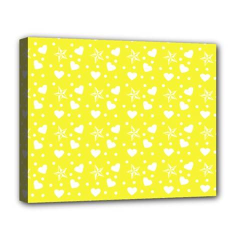 Hearts And Star Dot Yellow Deluxe Canvas 20  X 16  