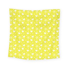 Hearts And Star Dot Yellow Square Tapestry (small)