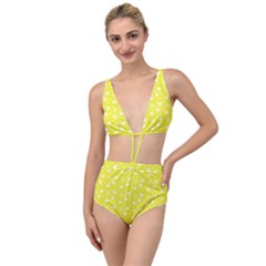 Hearts And Star Dot Yellow Tied Up Two Piece Swimsuit