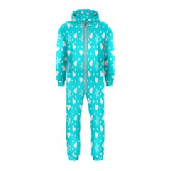 Hearts And Star Dot Blue Hooded Jumpsuit (kids) by snowwhitegirl