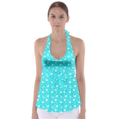 Hearts And Star Dot Blue Babydoll Tankini Top by snowwhitegirl